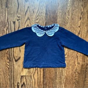 Jacadi Navy Sweater with Checkered Collar